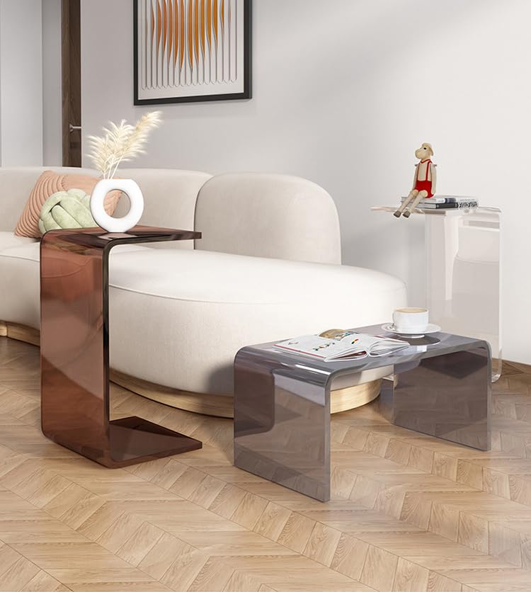 Clear Acrylic C Shaped Side Table 25.6 Inch
