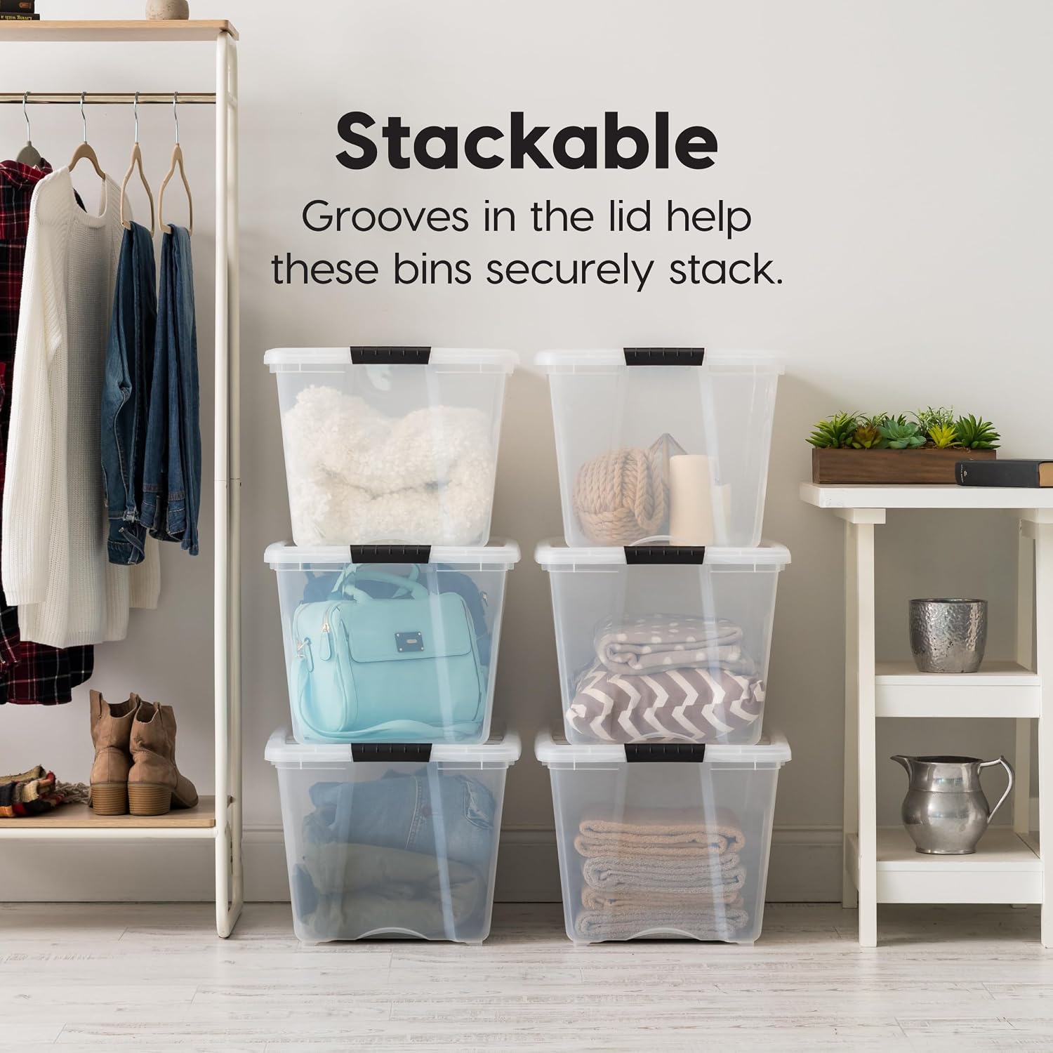 54Qt Clear Storage Bins 6-Pack USA Made
