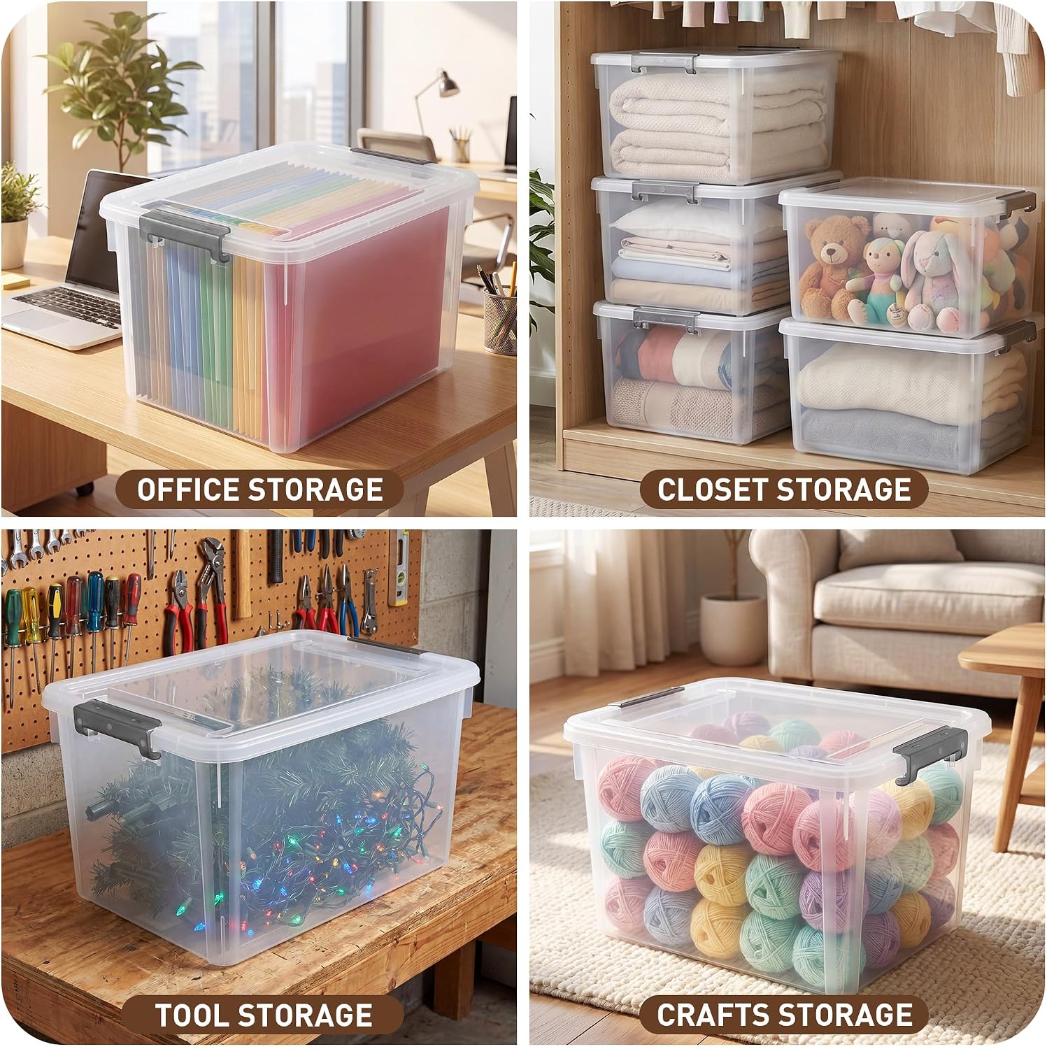 32QT Clear Storage Bins 6-Pack