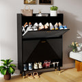 Black 32 Inch Narrow Flip Drawer Shoe Cabinet
