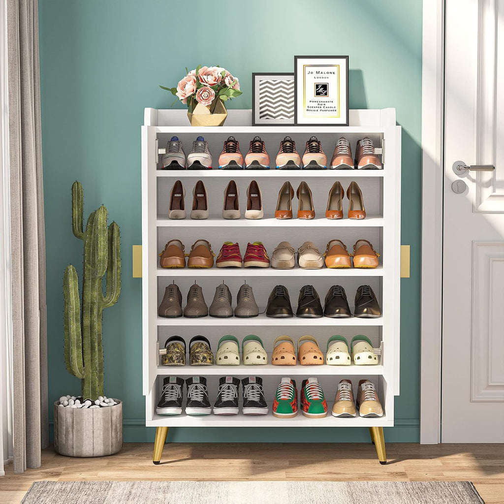 White Gold 6-Tier Shoe Storage Cabinet