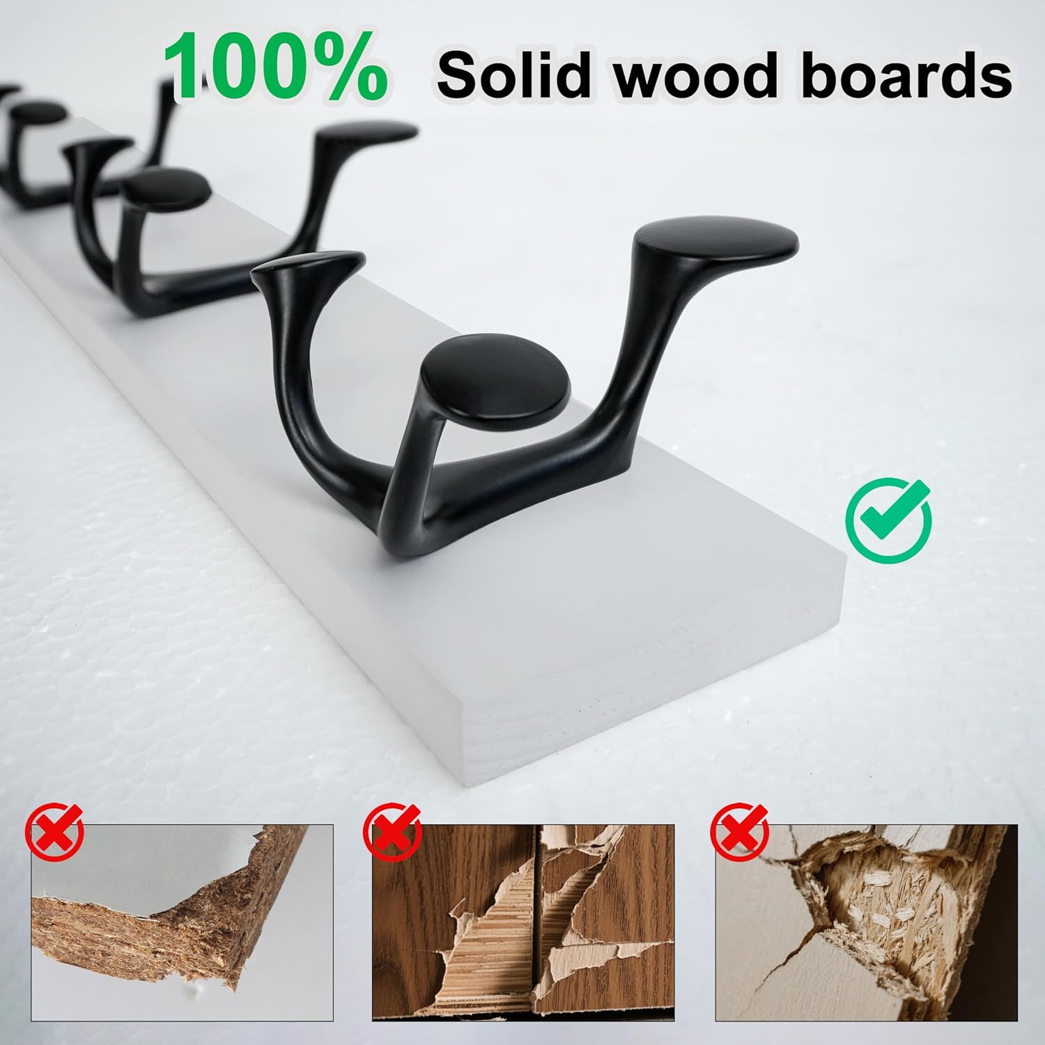 24in White Wood Wall Coat Rack