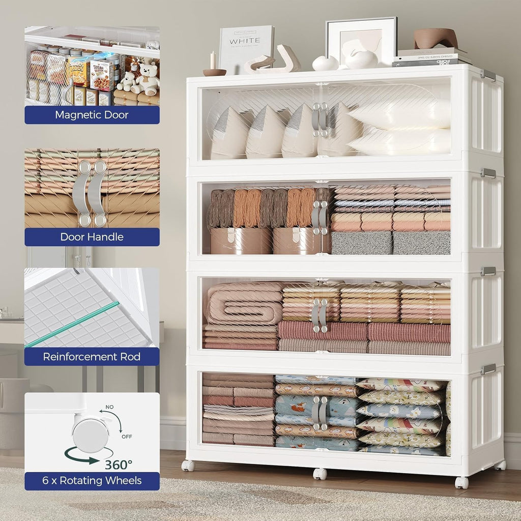 White 960QT Collapsible Storage Bins 4-Pack