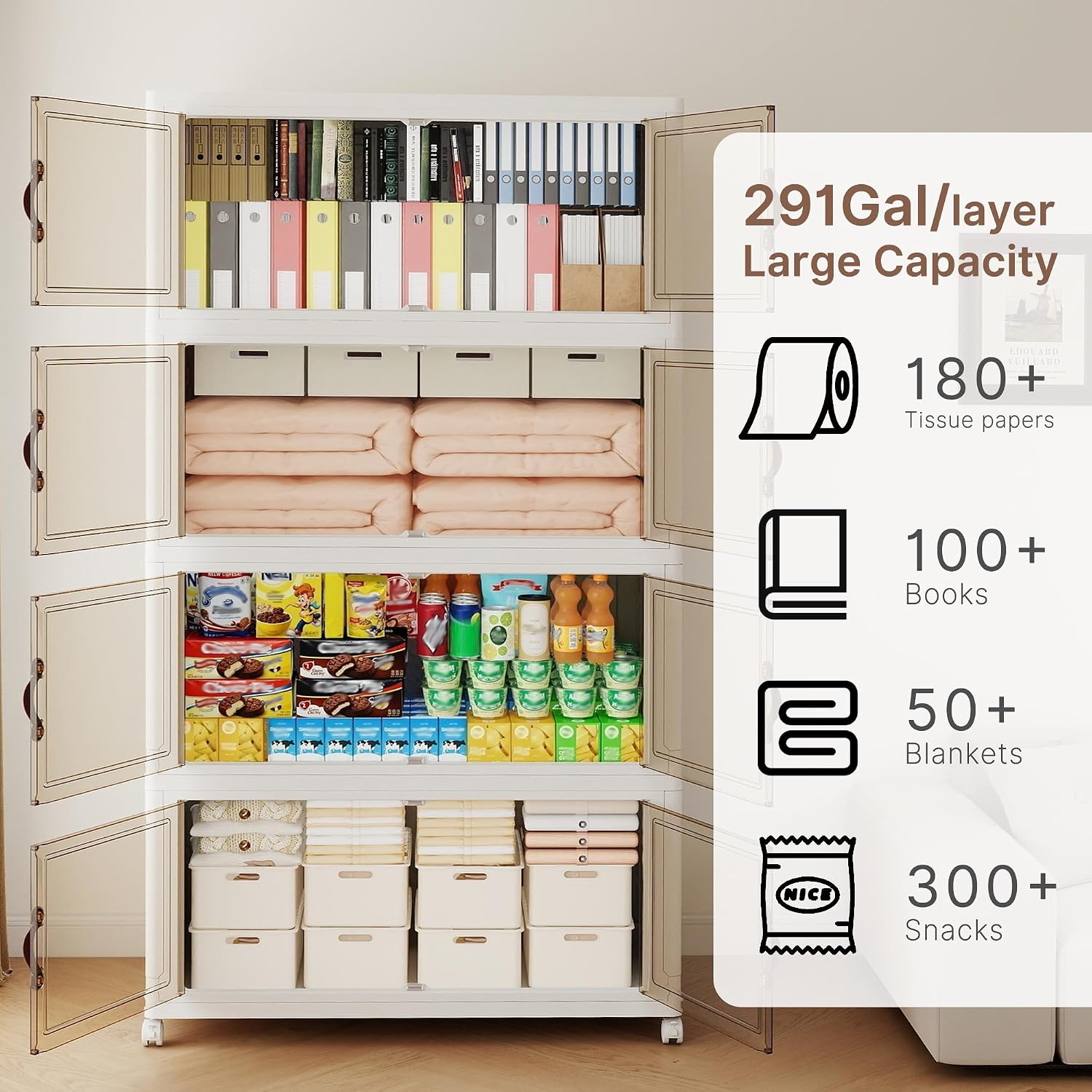 1288QT Foldable Storage Bins 4-Tier Set