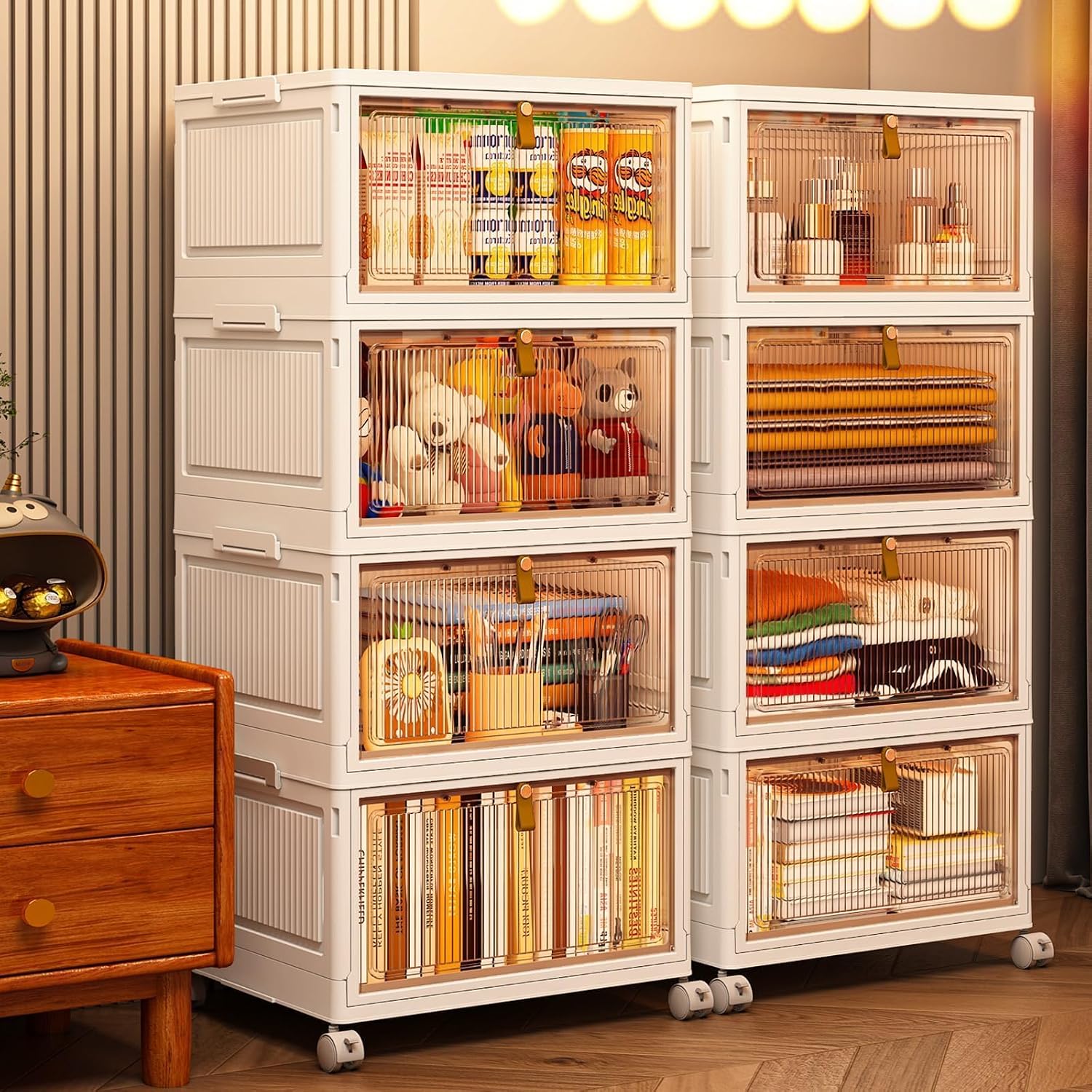 28Qt Foldable Storage Bins 4-Tier