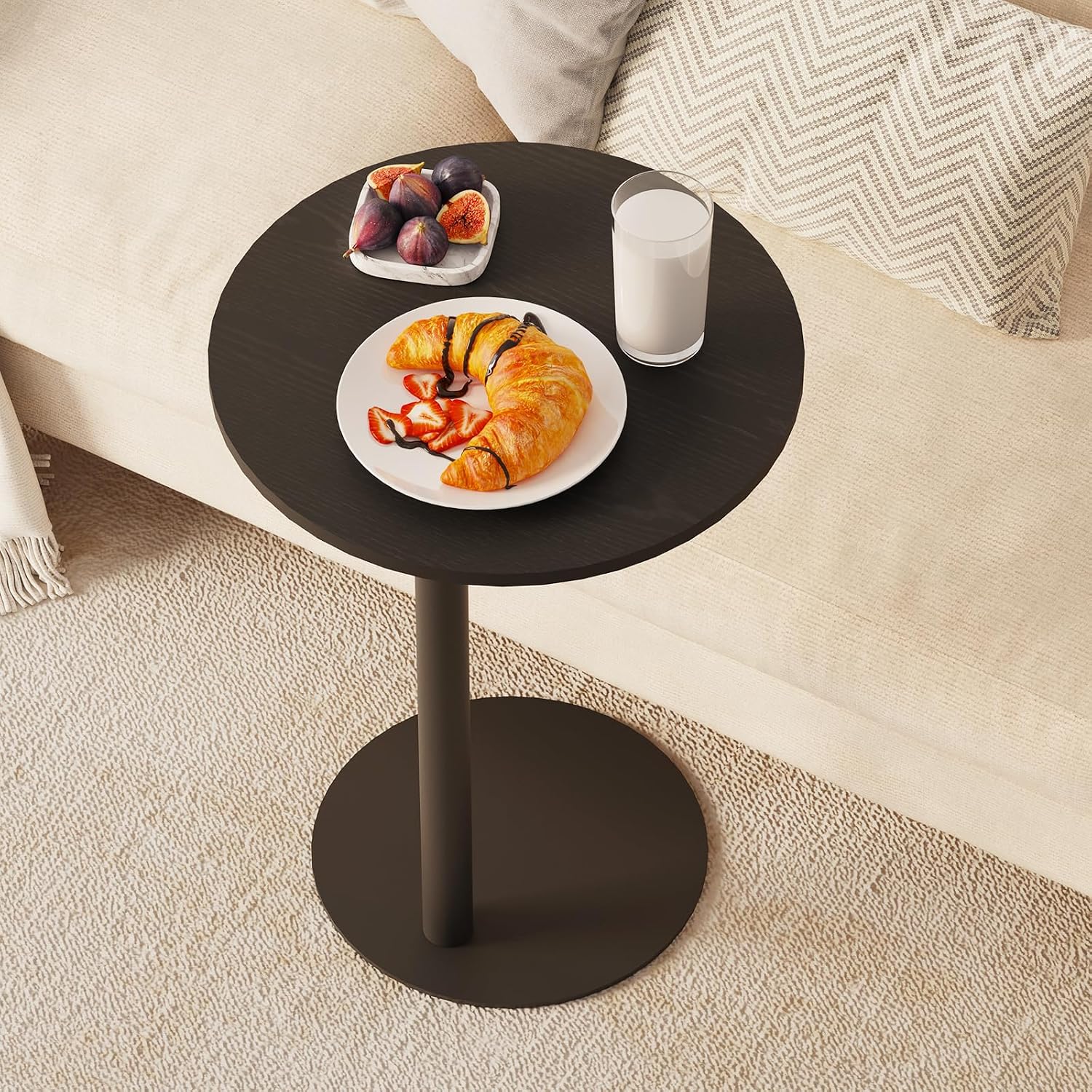 Black Round C Shaped Side Table