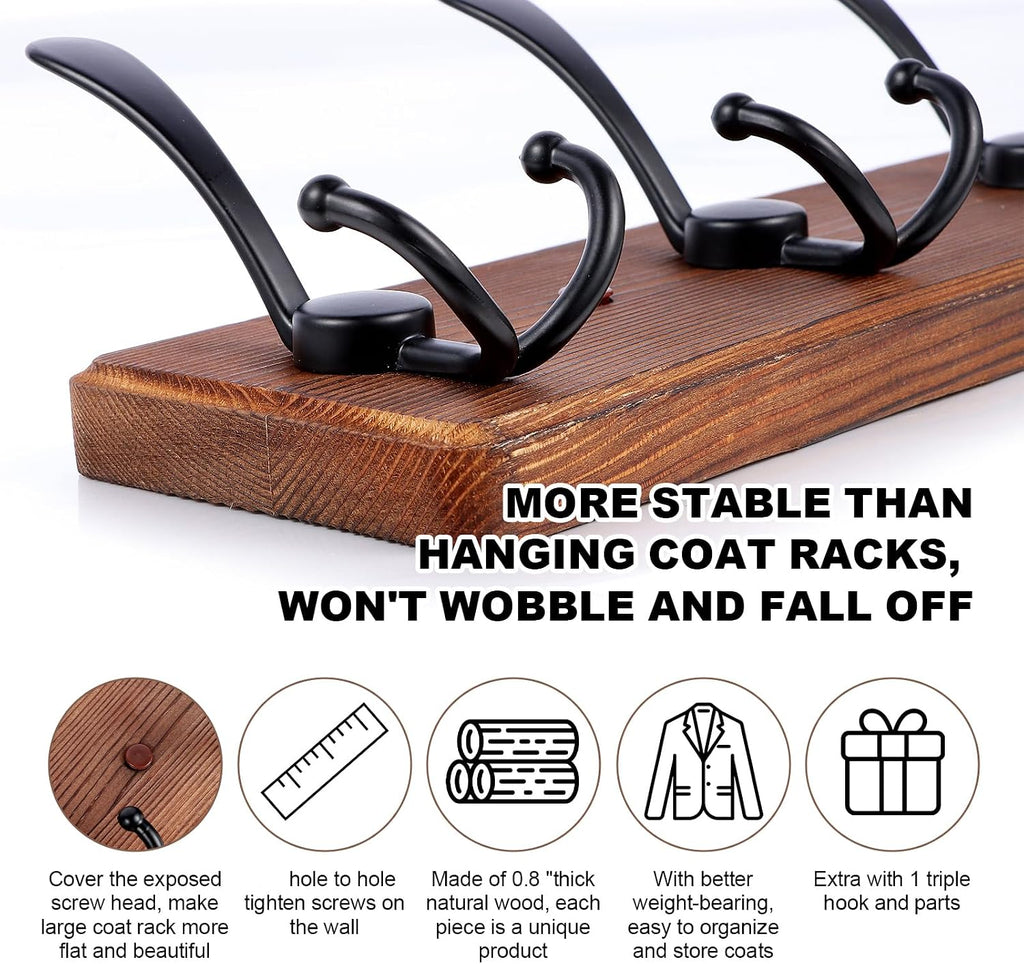 38.6in Rustic Wood Coat Rack