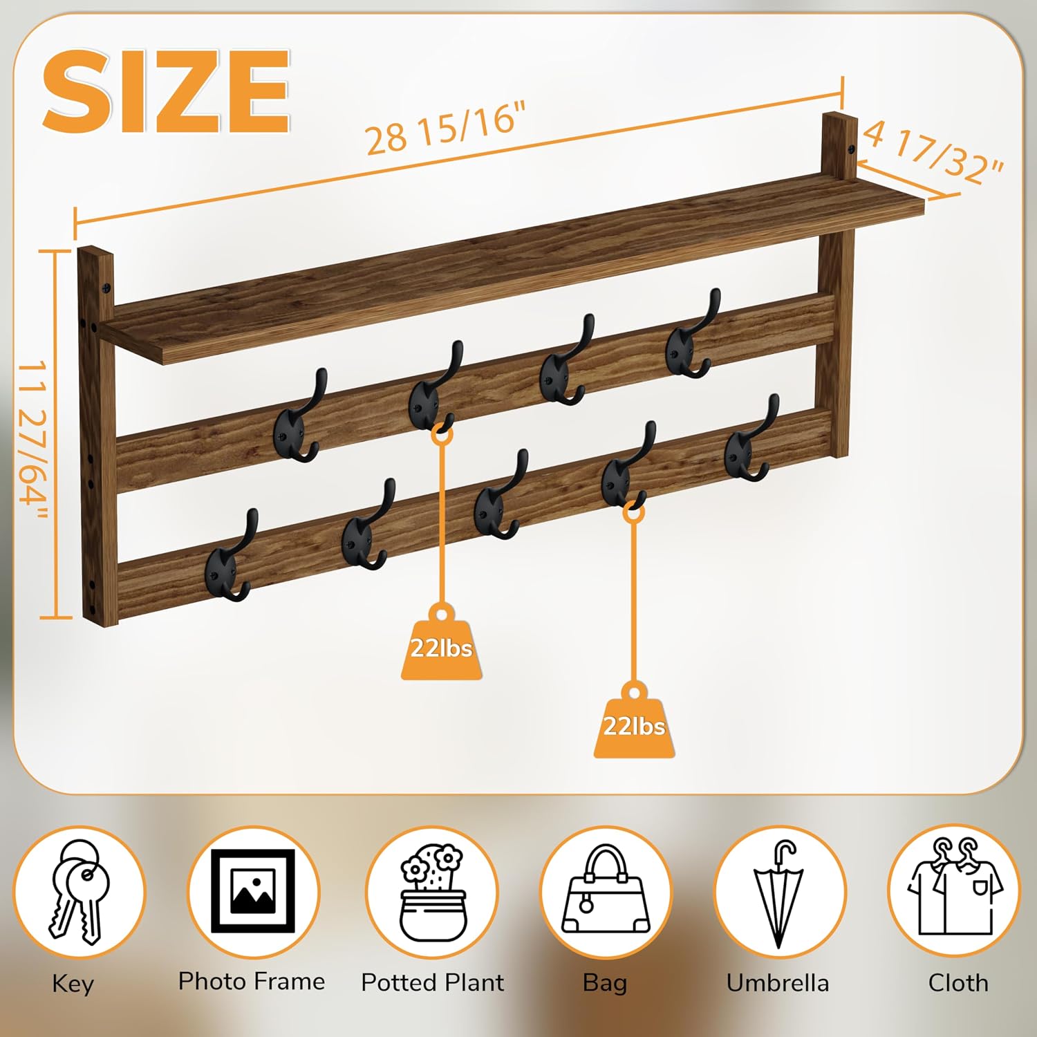29in 2-Tier Wall Coat Rack