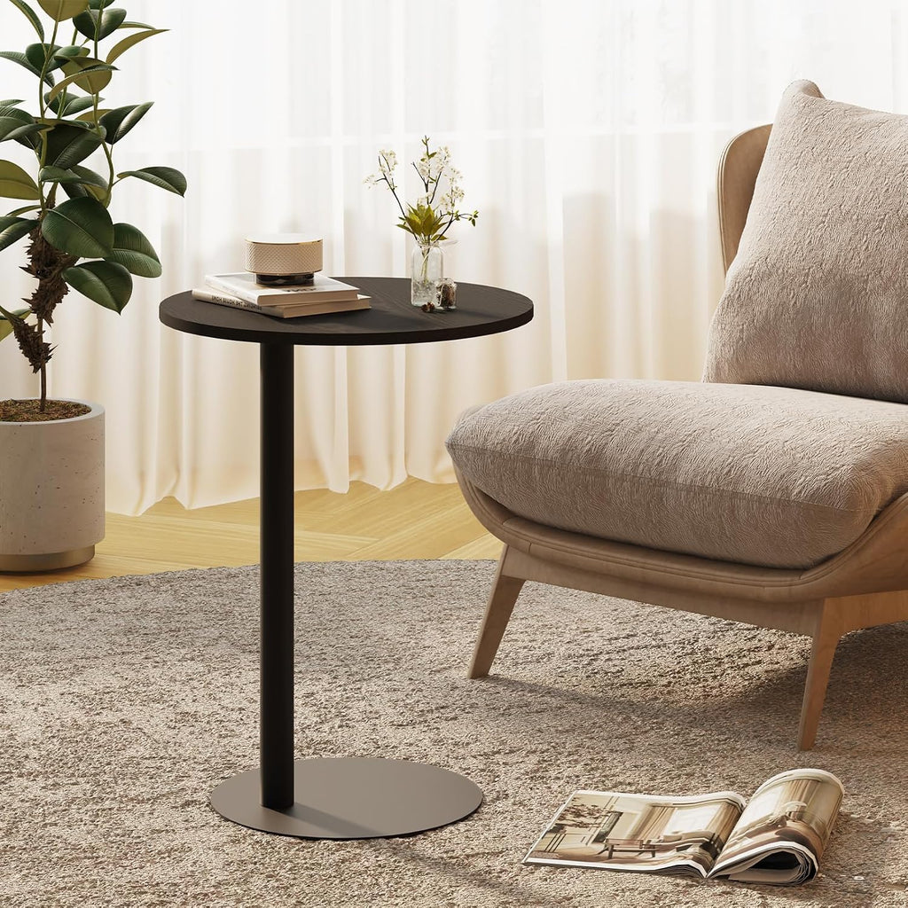 Black Round C Shaped Side Table