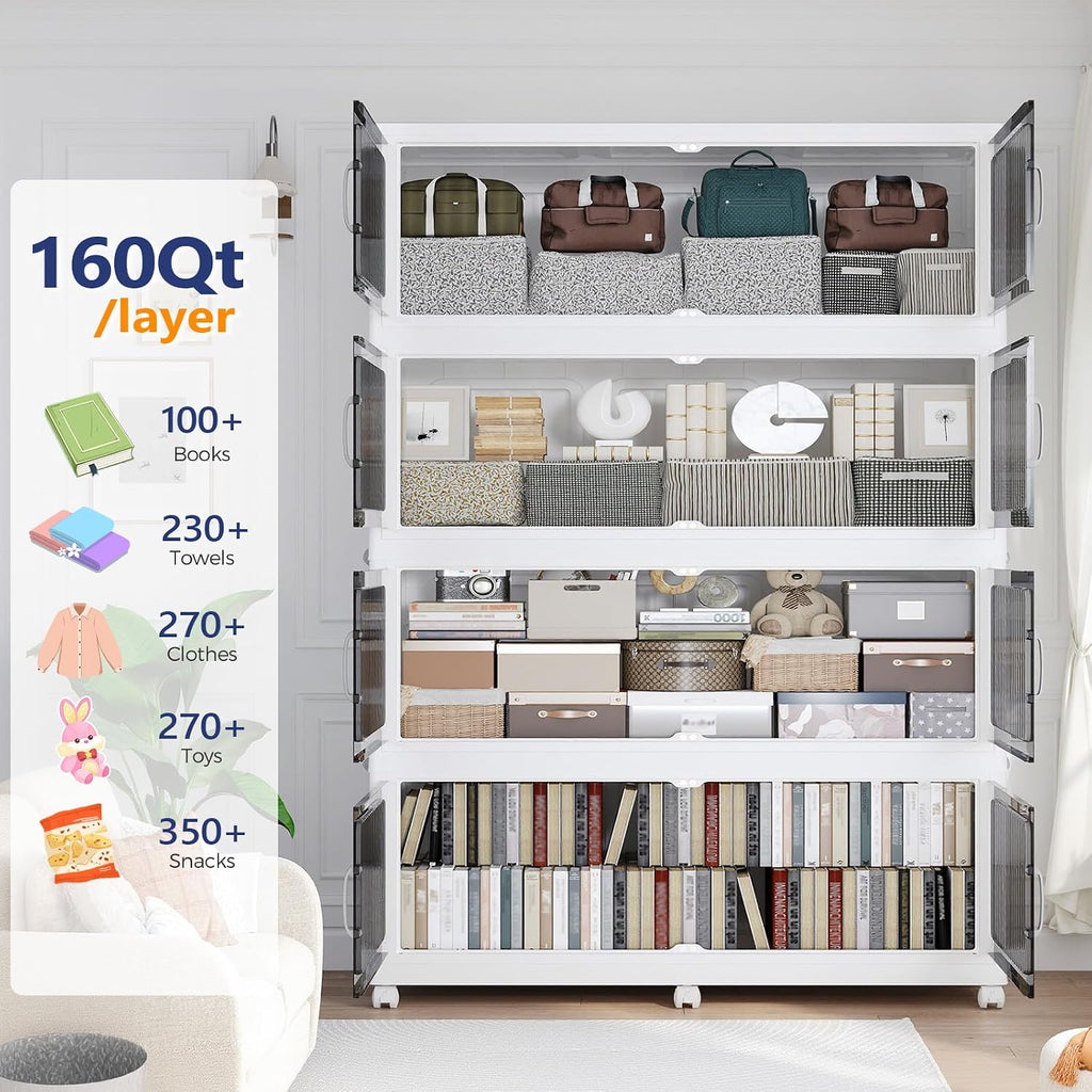 480QT Foldable Plastic Storage Bins 3-Pack