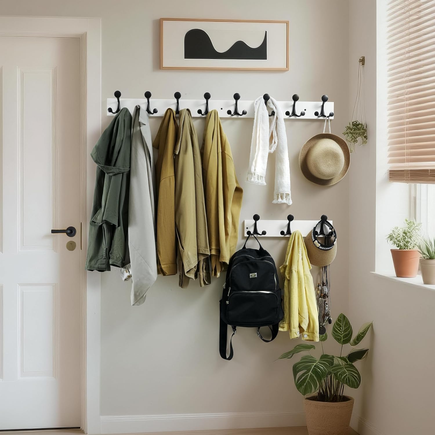 24in White Wood Wall Coat Rack