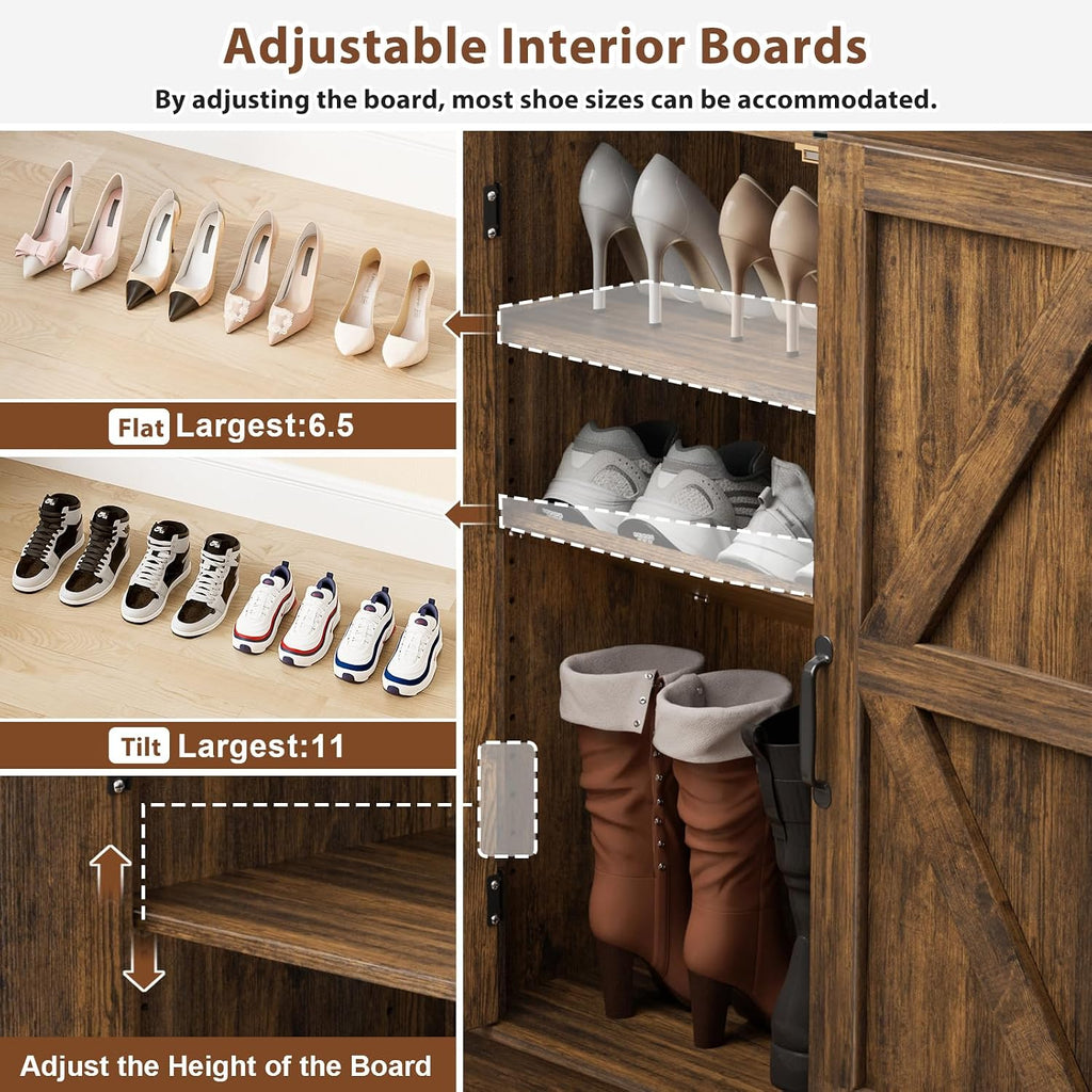 Farmhouse 6-Tier Wooden Shoe Storage Cabinet