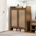 41in Rattan Farmhouse 6-Tier Shoe Cabinet