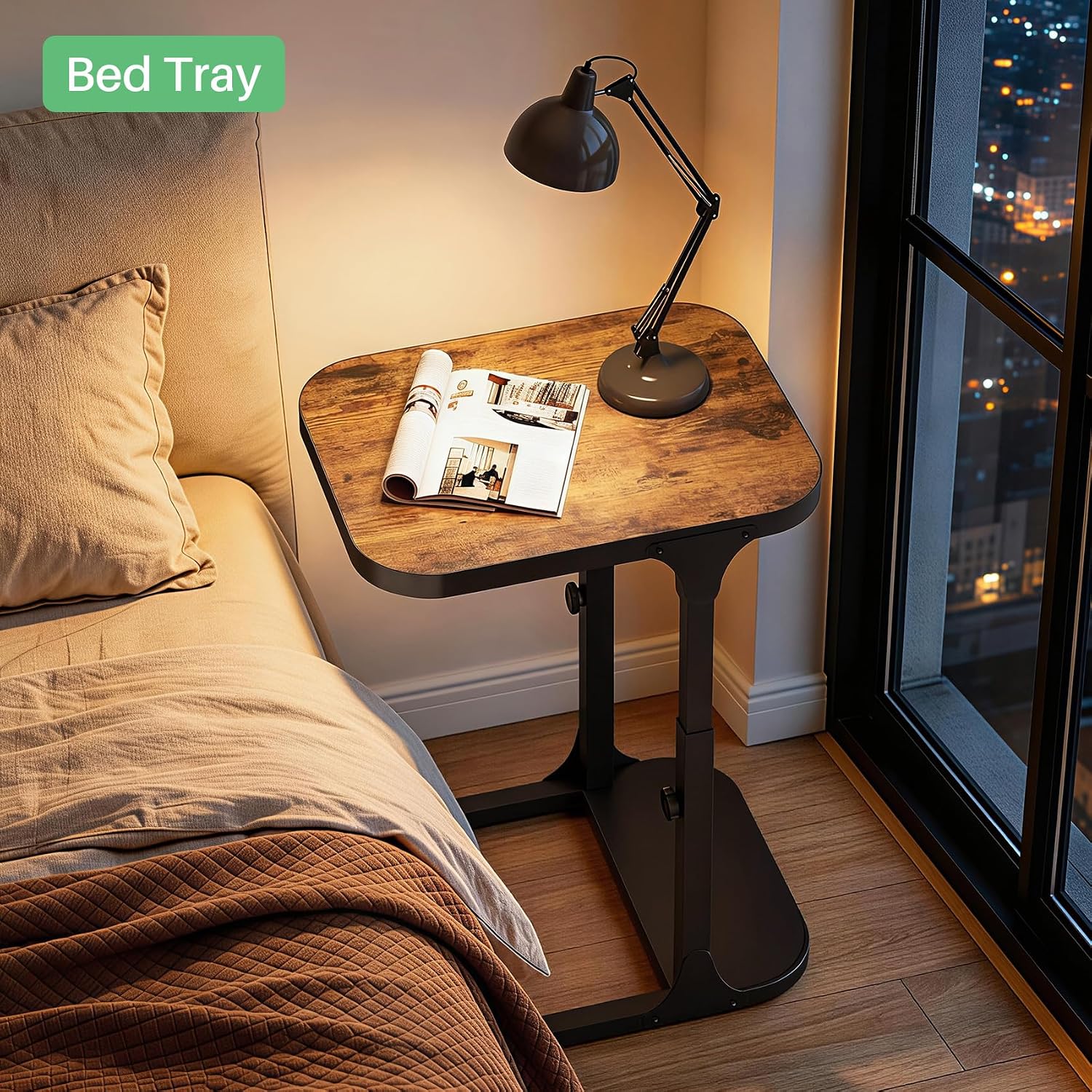 Adjustable Stable C Shaped Side Table