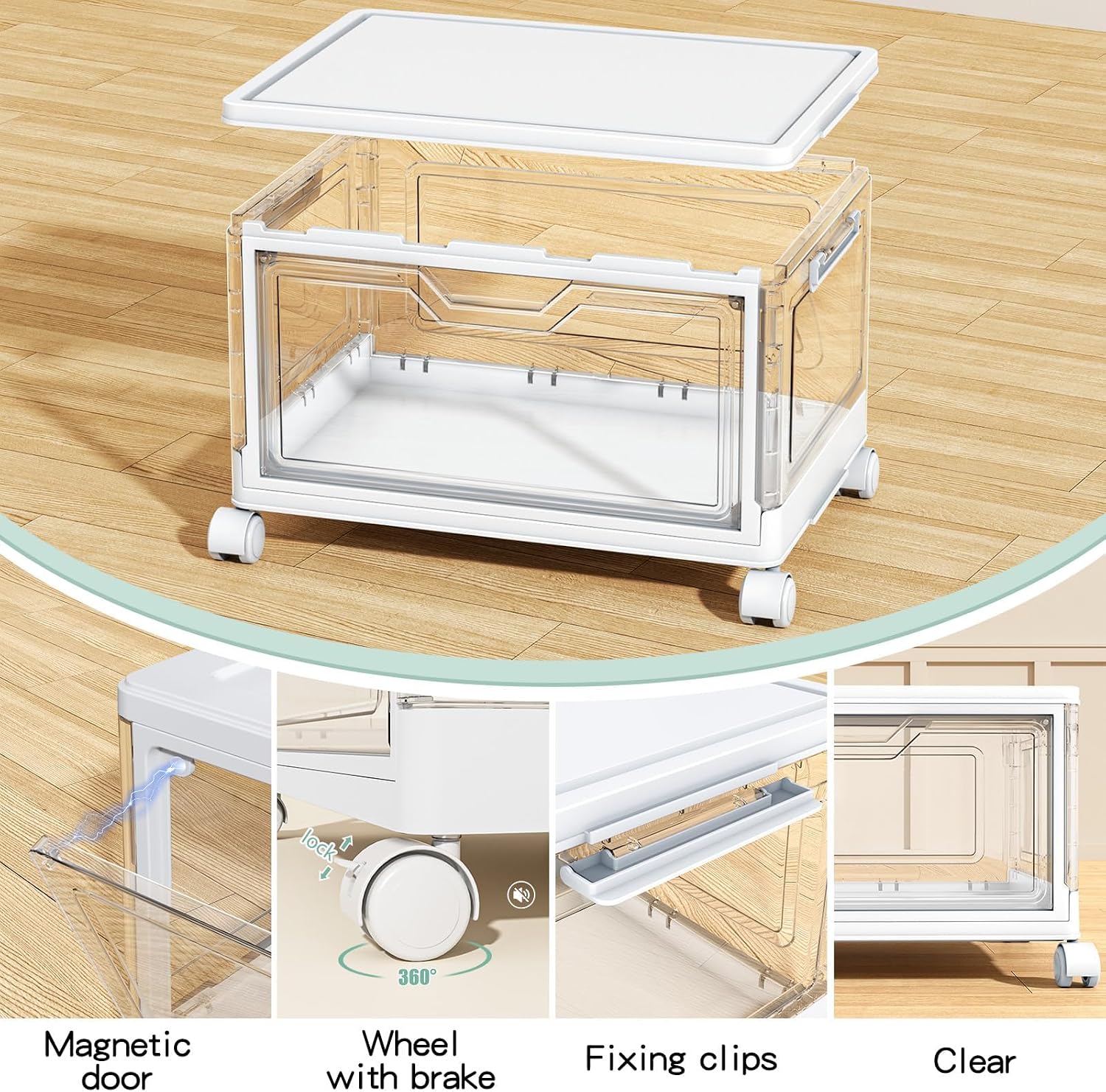 23QT Clear Foldable Storage Bins 4-Tier