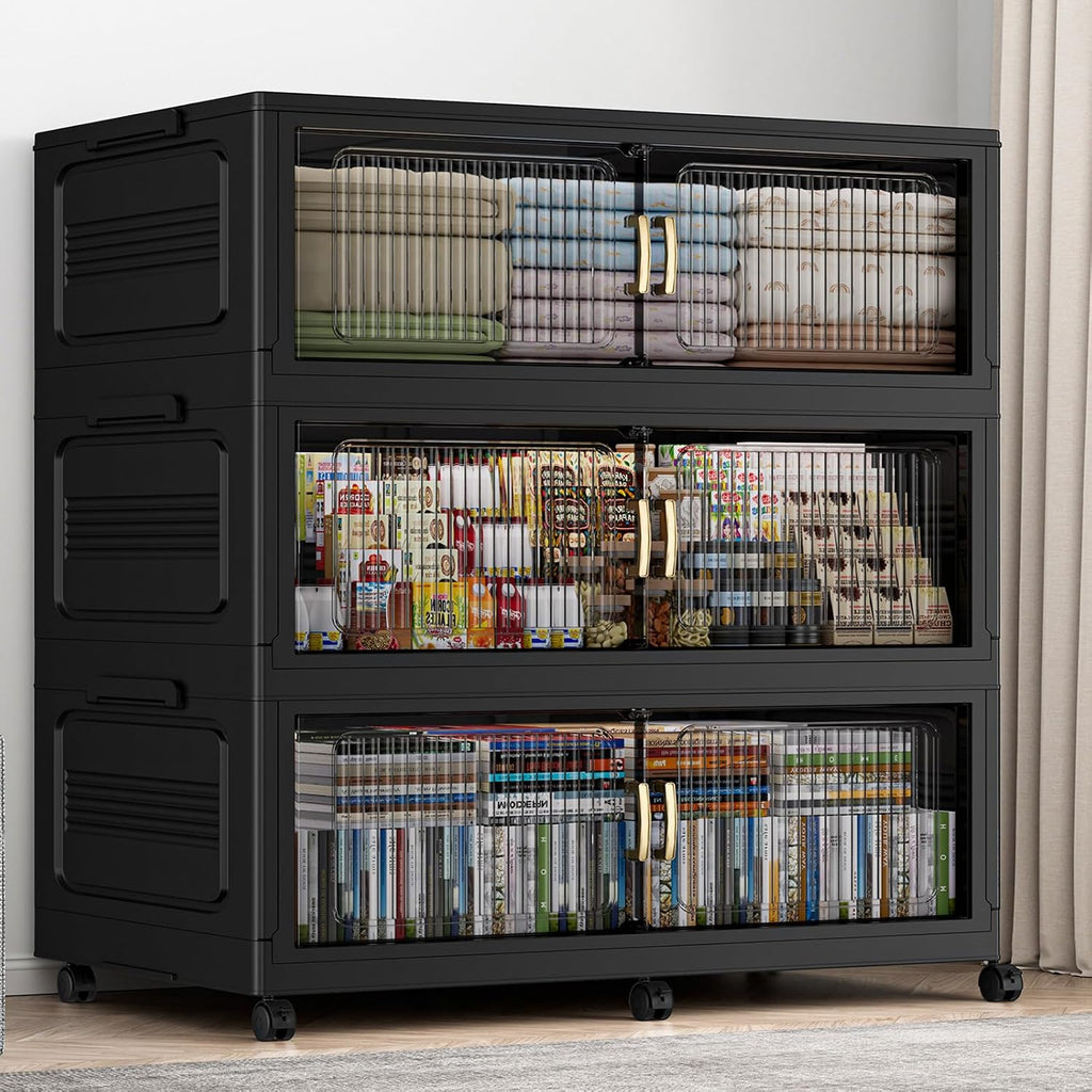 Black 840QT Foldable Storage Bins 3-Pack
