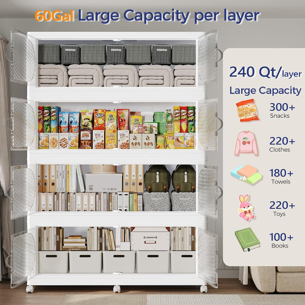 White 960QT Collapsible Storage Bins 4-Pack