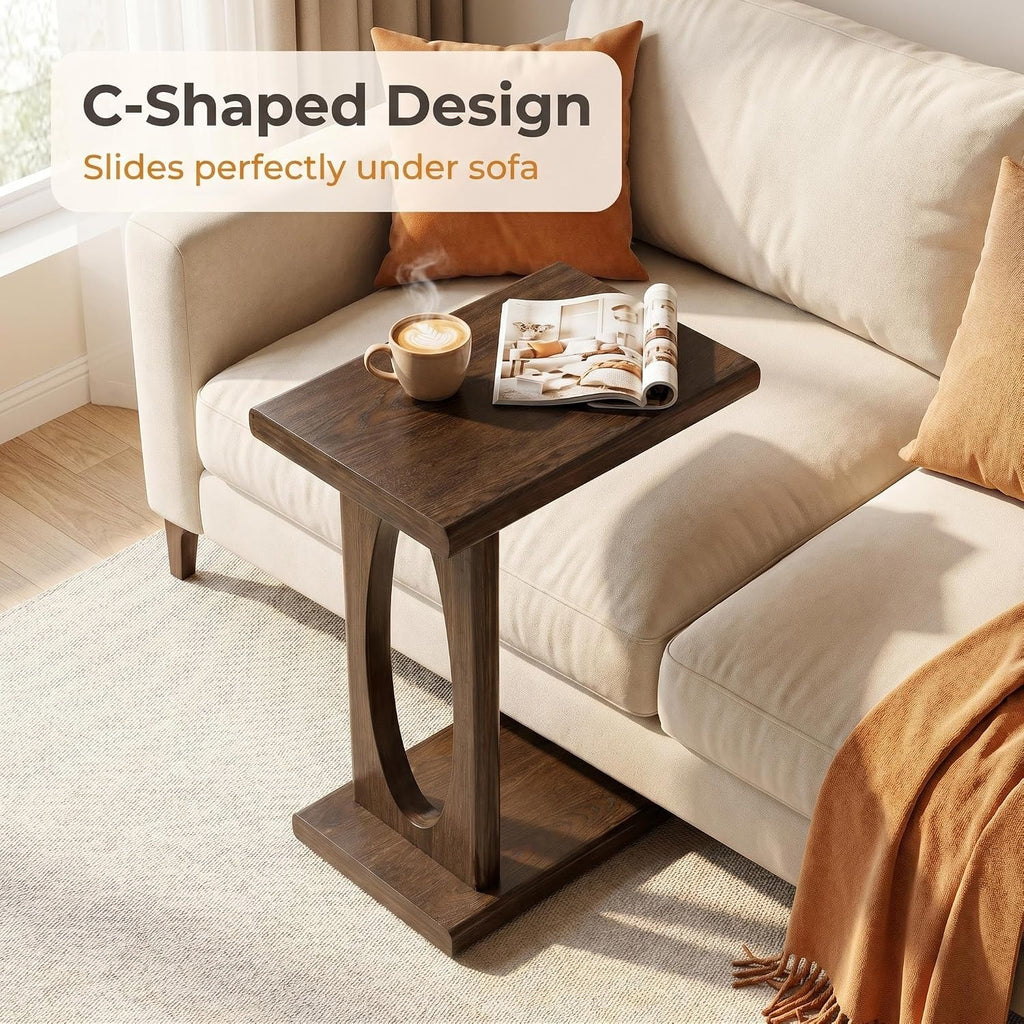 Warm Brown Rustic Wood C Side Table