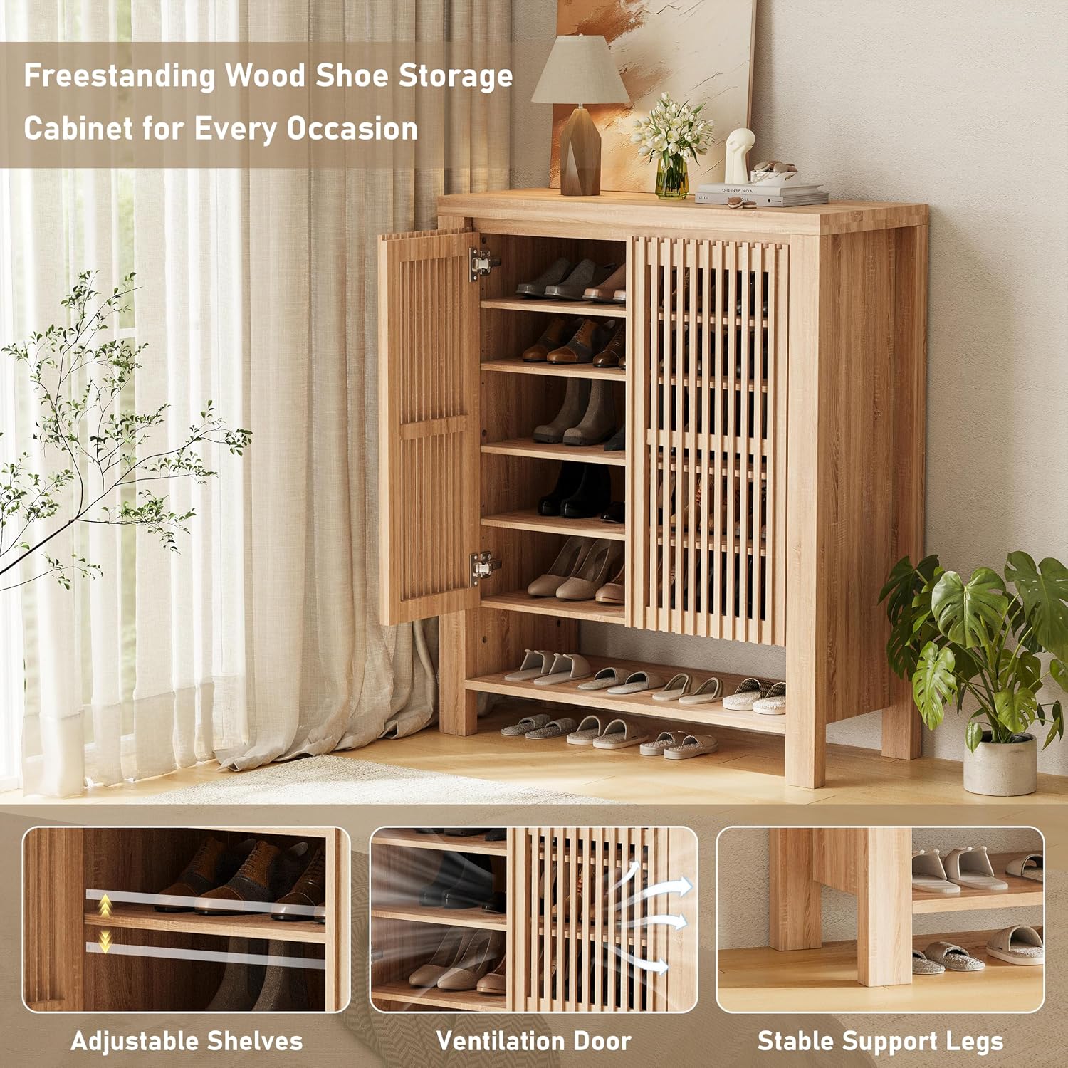 43in Tall 8-Tier Shoe Storage Cabinet