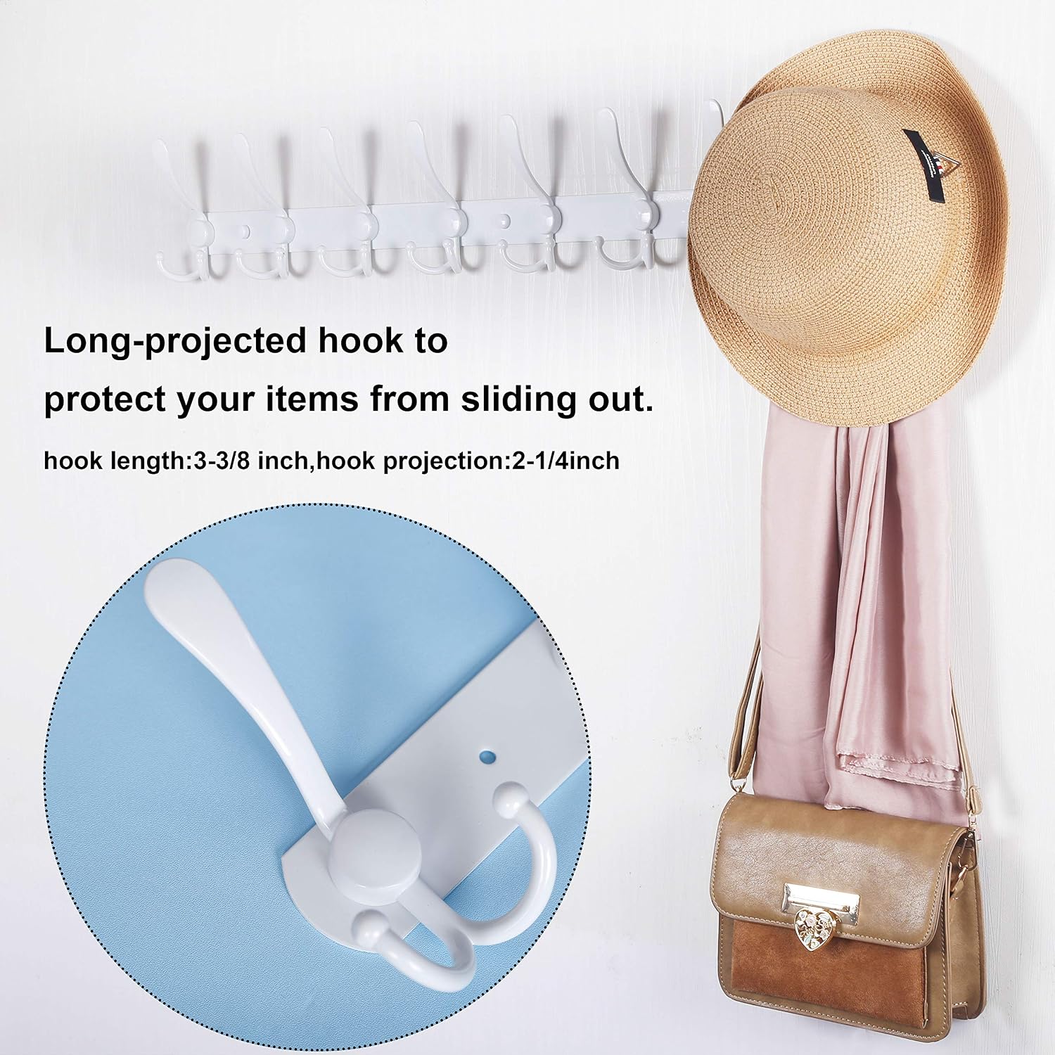 30 Inch White Wall Coat Hook Rack