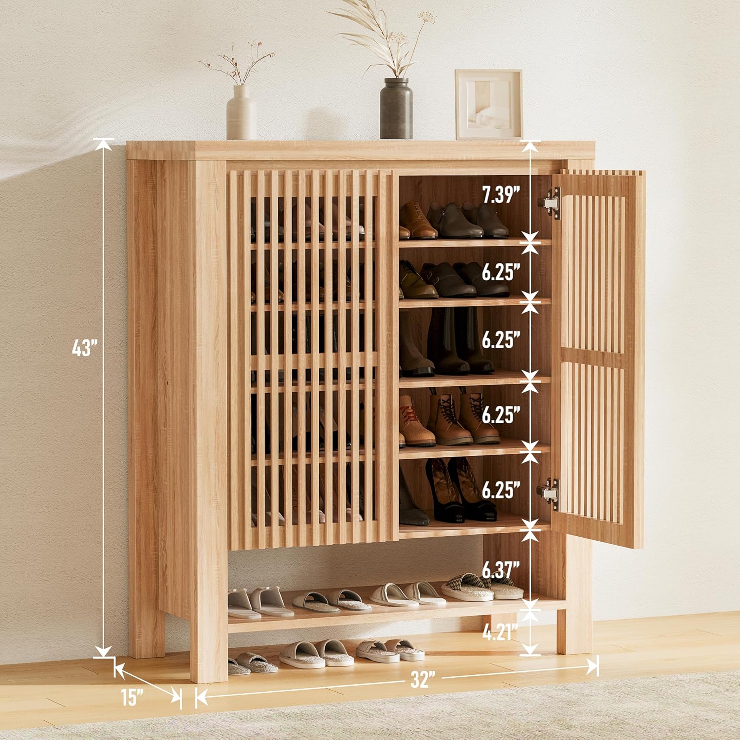 43in Tall 8-Tier Shoe Storage Cabinet