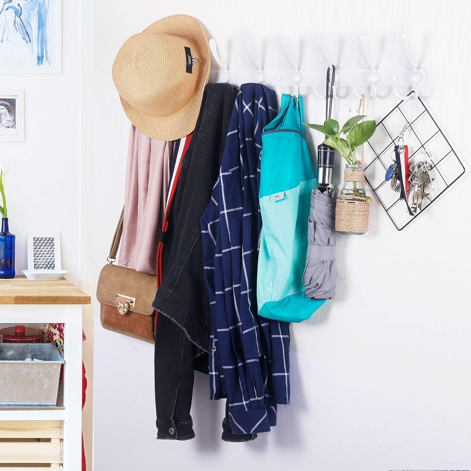 30 Inch White Wall Coat Hook Rack