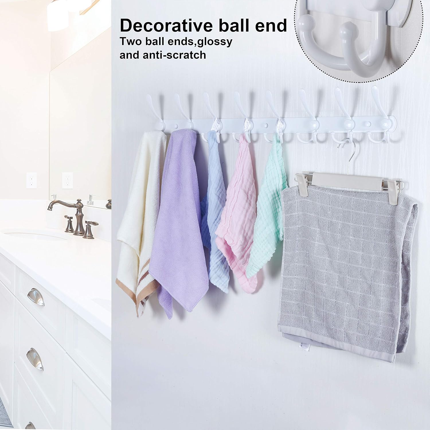 30 Inch White Wall Coat Hook Rack