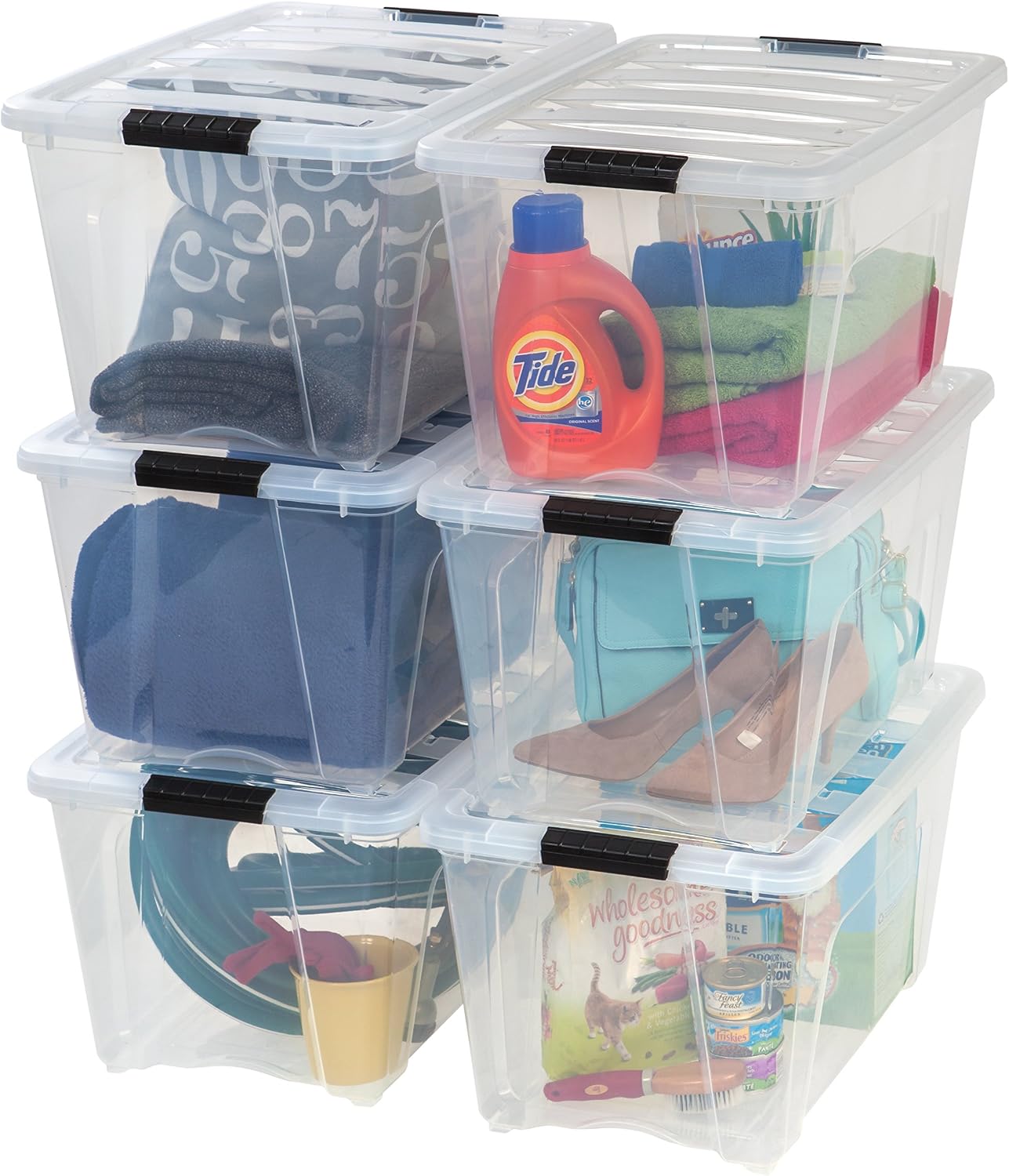 54Qt Clear Storage Bins 6-Pack USA Made